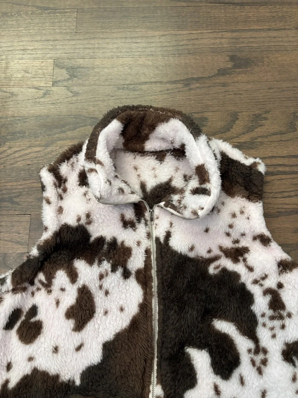 SHEIN Brown and White Fuzzy Vest